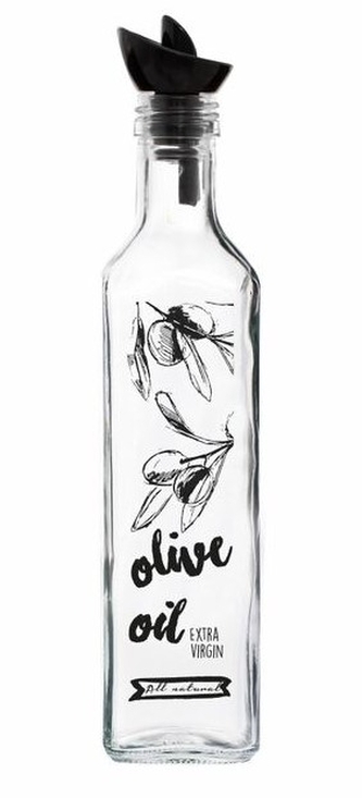 láhev 0,50l OLIVE OIL, čtverc.sklo, nálevka plast