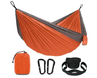 Hamaka Camping Relax 210T, 260 x 140 cm  Šedá/Světle modrá