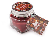 Malá vonná svíčka ve skle s jmenovkou 28 g - 1 ks - 33 (Gingerbread cookis) červená tmavá