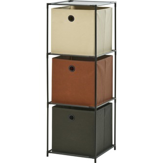 HOMESTYLING Úložný regál 3 patra s boxy textilní 102 cm KO-C80653210