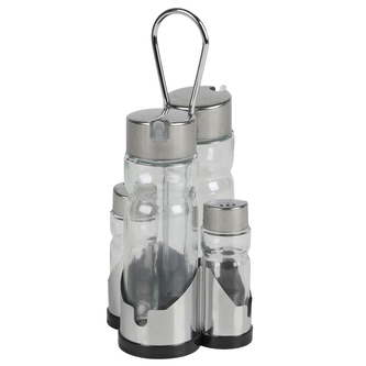 DOCHTMANN Menážka, sada na sůl, pepř, ocet a olej se stojanem 2x100ml, 2x30ml
