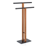 Držák na ručníky Amir kov/bambus černá/hnědá 30x20x93 cm KL-22572