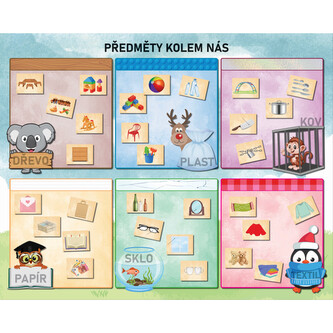 Předměty kolem nás, závěsný naučný magnetický obraz a 30 karet