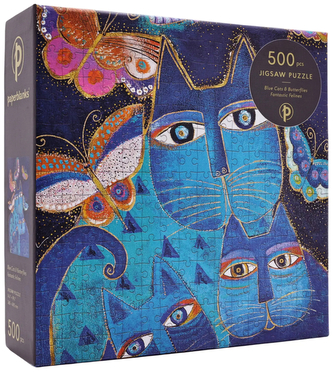 Fantastic Felines / Blue Cats & Butterflies / Puzzle / 500 PC