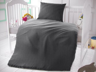 Mušelínové povlečení do dětské postýlky tmavě šedé