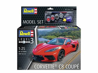 Model do sklejania 1:24 67714 Corvette C8 Coupé + farbki + klej + pędzelki Revell