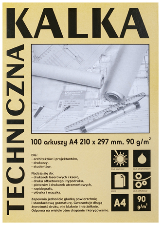 Kalka techniczna A4 90 g/m2 100 ark., Diamant Sihl
