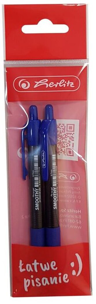 Długopis żelowy Smoothy niebieski 2szt na blistrze, 9575598, Herlitz