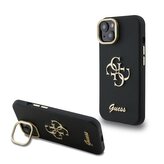 Guess PU Grained 4G Logo Stand Camera Frame Zadní Kryt pro iPhone 14 Black