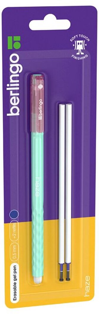 Długopis wymazywalny niebieski ze skuwką Haze kolor obudowy miętowy +2 szt. wkładów, Berlingo Długopis wymazywalny niebieski ze skuwką Haze kolor obudowy miętowy +2 szt. wkładów, Berlingo