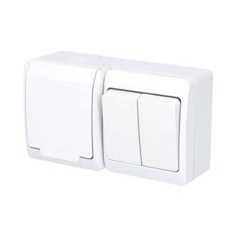 GALATEA IP44 Spínač sériový č.5+zásuvka 2P+PE (bílá)