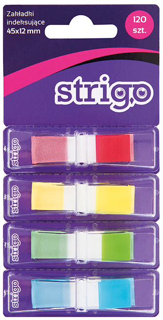 Zakładki indeksujące 45x12 4 kolory 120 kartek, Strigo