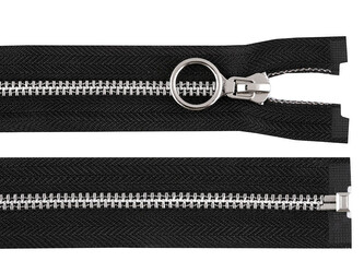 Kovový zip No 5 délka 80 cm s ozdobným jezdcem - 1 ks - černá