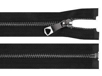 Kovový zip No 5 délka 60 cm s ozdobným jezdcem - 1 ks - černá