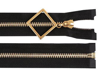 Kovový zip No 5 délka 60 cm s ozdobným jezdcem - 1 ks - černá