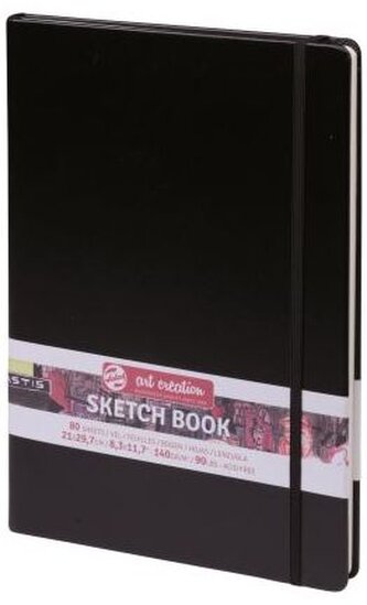 Szkicownik 21X29.7 cm 140g 80k. opr. twarda z gumką czar. ArtCreation, Talens