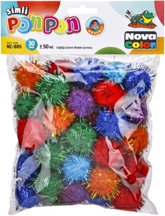 pom poms NC-885 30mm glitter mix  50ks*