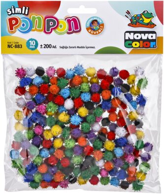 pom poms NC-883 10mm glitter mix 200ks*