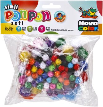 pom poms NC-351 10-30mm mix glitter 85ks*