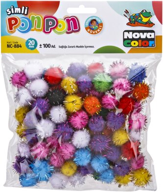 pom poms NC-884 20mm glitter mix 100ks*