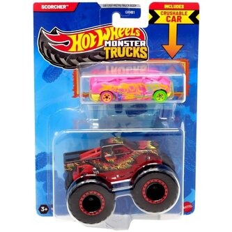 Hot Wheels Monster Trucks Pojazd 1:64 + auto JCG31