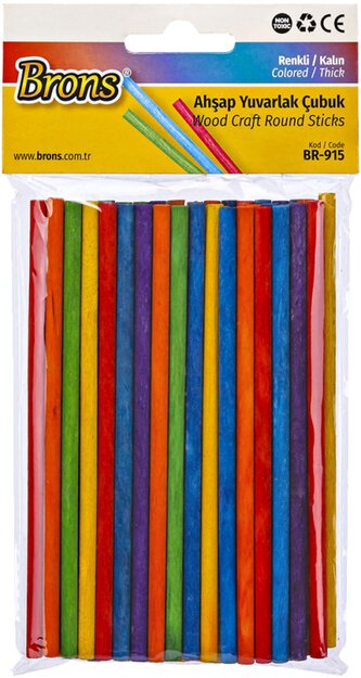 tyčky dřevo 5x135mm barevné cca 50ks BR-915