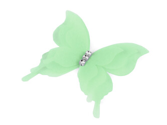 Motýl s broušenými kamínky k našití a nalepení, třívrstvý 3D - 10 ks - 5 zelená sv.