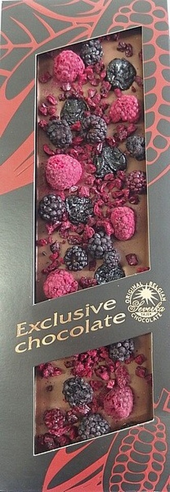 SEVERKA Mléčná čokoláda s ostružinami, malinami a višněmi 125g