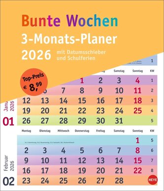 Bunte Wochen 3-Monatsplaner  2026