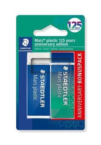Pryž "Mars Plastic 526", modrozelená, 2 ks, výroční edice 125 let, STAEDTLER 52650MABK1