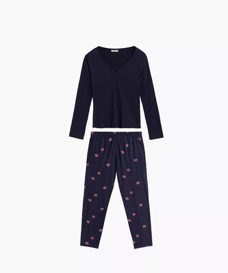 Piżama Atlantic NLP-482 dł/r S-2XL damska granatowy XXL