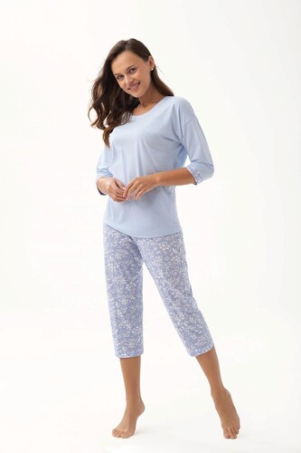 Piżama Luna 343 3/4 M-2XL damska niebieski L