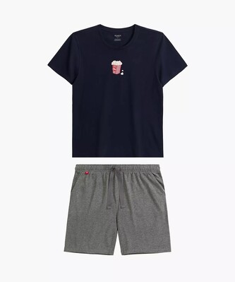 Piżama Atlantic NMP-383 kr/r S-2XL męska granatowy-szary melanż XL