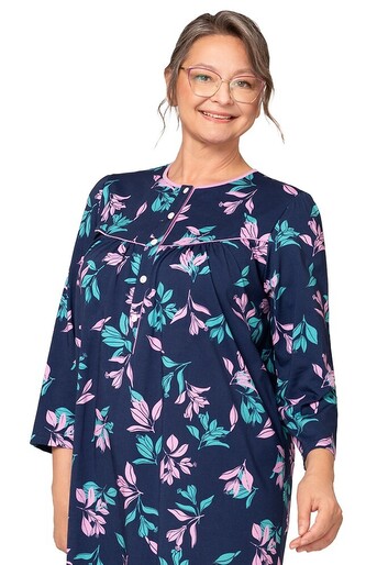 Koszula Martel Bogna II 204 dł/r M-2XL granatowy-różowy L