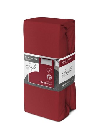 PRZEŚCIERADŁO SOFT 160X200+25 JERSEY GUMKA CZERWONY BAW.