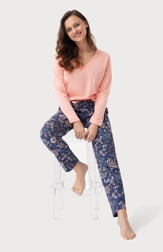 Piżama Luna 614 dł/r 4XL Z24/25 damska morelowy 4XL