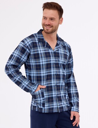 Piżama Cornette 114/72 dł/r S-2XL męska rozpinana granatowy XL