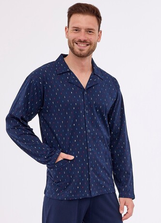 Piżama Cornette 114/71 dł/r S-2XL męska rozpinana granatowy M