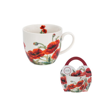 Kubek 460 ml w "koszyczku" CLASSIC POPPIES (sprzedaż w zestawach po 4 szt.)