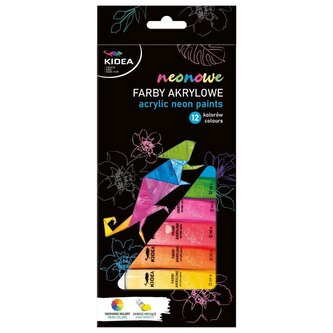 Farby akrylowe neonowe 12x12ml KIDEA