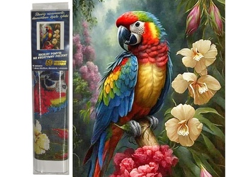Diamantové malování - Barevný papoušek Ara 30 x 40 cm