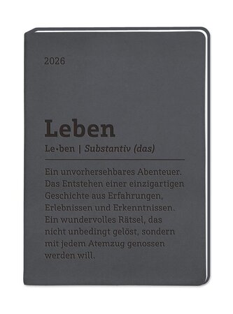 Terminplaner Lederlook 2026 Schwarz