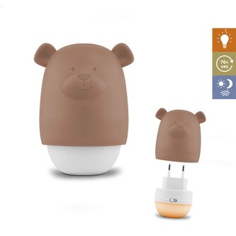 Zazu Medvídek BENNY terakota - noční světlo se senzorem soumraku-KOPIE