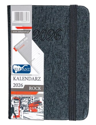 Kalendarz 2026 A7 tyg Rock grafitowy