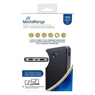 Powerb.MediaRange-10000 mAh,2x USB-A,1x USBC