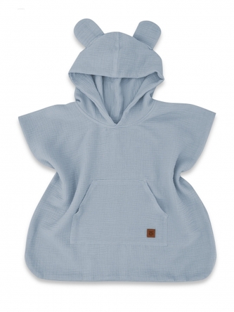 Dětské mušelínové pončo lux s kapucí Teddy, rychleschnoucí, jeans, 110/122; 110/122