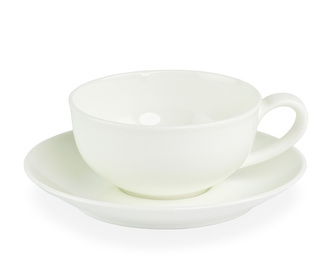 Porcelánový šálek Sabine s podšálkem, bílý, 180 ml
