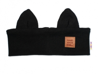 Čelenka Cat s oušky pro děti Hand Made - černá, 4-8 let; 104/128 (4-8l)