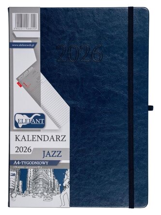 Kalendarz 2026 A4 tygodniowy Jazz granatowy