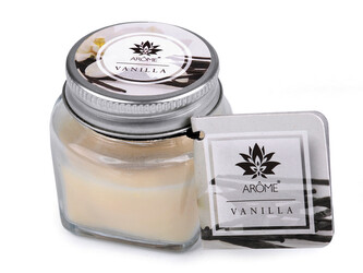 Malá vonná svíčka ve skle s jmenovkou 28 g - 1 ks - 1 (Vanilla) krémová světlá